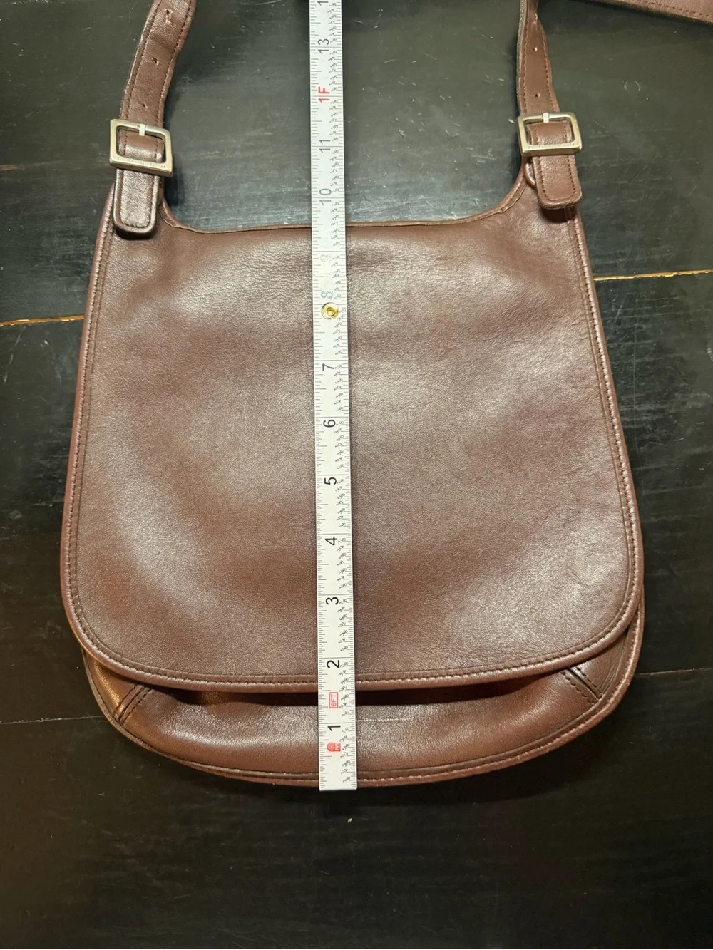 Coach Vintage Legacy Black Leather Slim Hippie Saddle Bag Flap Purse 9131